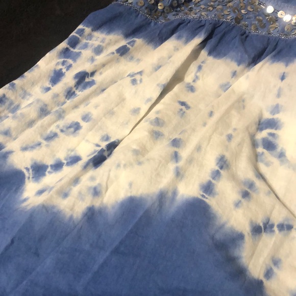 Blue Tie Dye Bedazzled sequin tank top - Picture 2 of 4